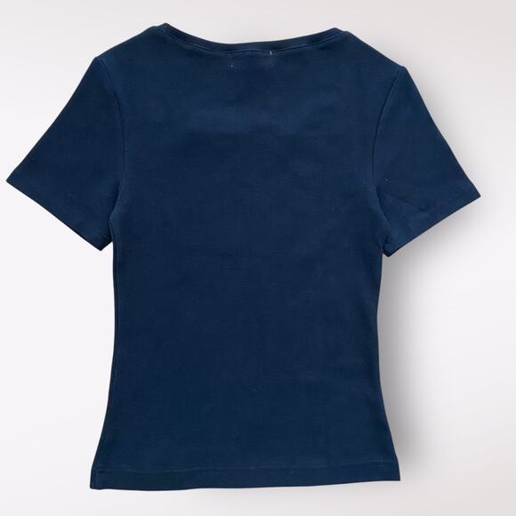 Fang Essential Square Neck Ribbed Tee‎ Mens Size Small Black Basic - Picture 3 of 8